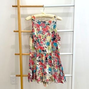Floral Romper with Open Back